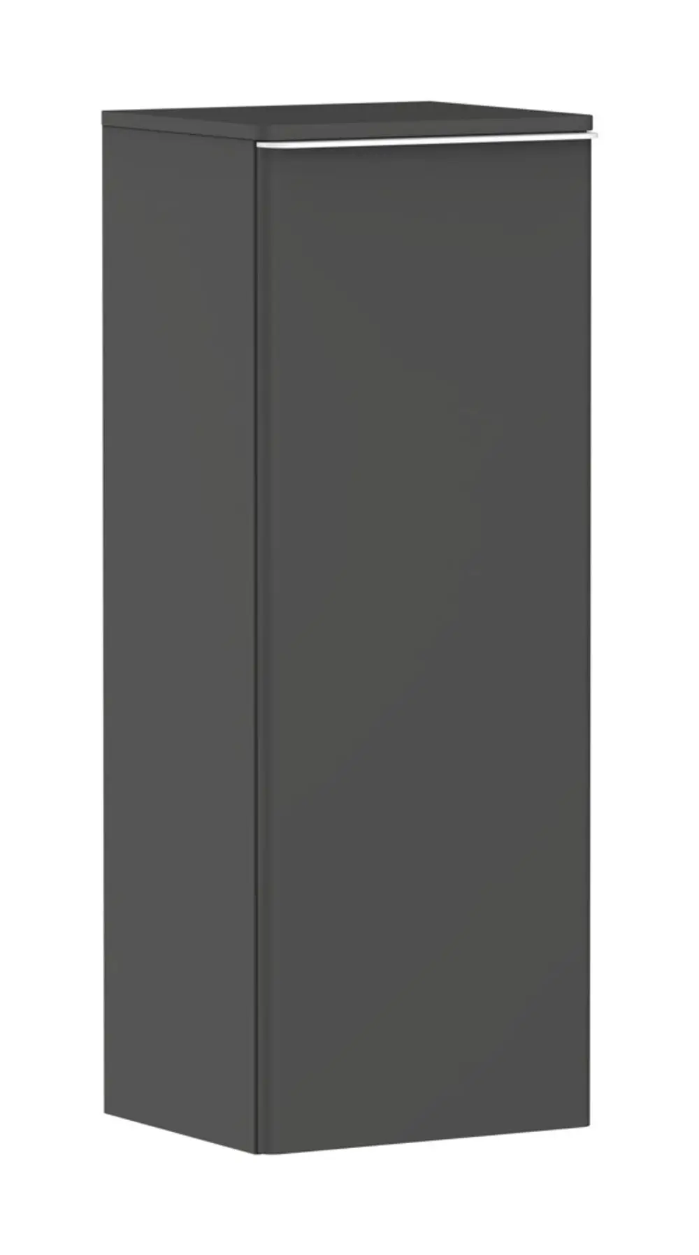 Hansgrohe Xelu Q Halbhochschrank in diamantgrauem Matt-Finish mit einer Tür, die links angeschlagen ist, präsentiert sich in minimalistischer Form.